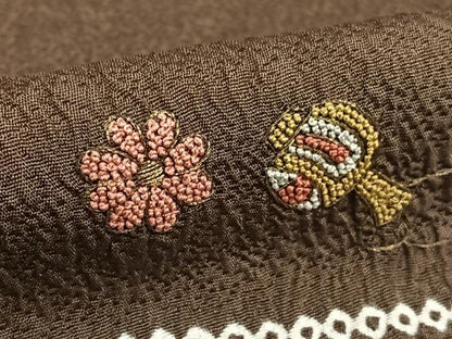 平和屋着物●訪問着　絞り　中国三大刺繍　スワトウ刺繍　汕頭刺繍　宝尽くし花松文　正絹　逸品　AABA0337zg