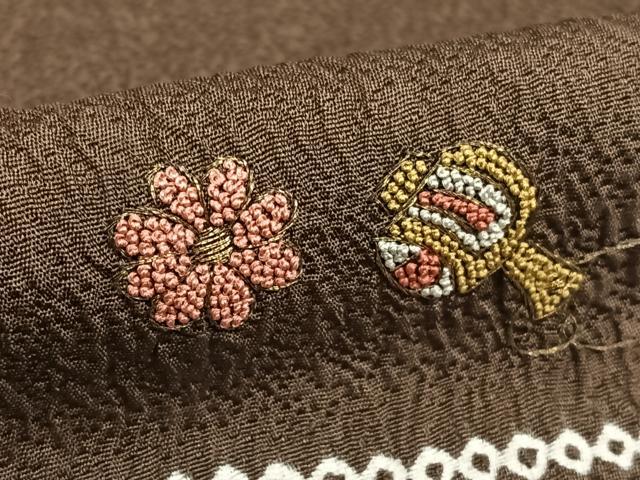 平和屋着物●訪問着　絞り　中国三大刺繍　スワトウ刺繍　汕頭刺繍　宝尽くし花松文　正絹　逸品　AABA0337zg