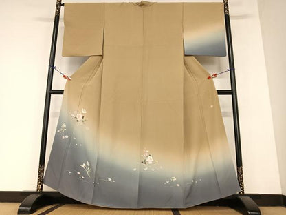 平和屋着物●池坊保子 訪問着 友禅 草花文 暈し染め 正絹 逸品 AABA0338zg