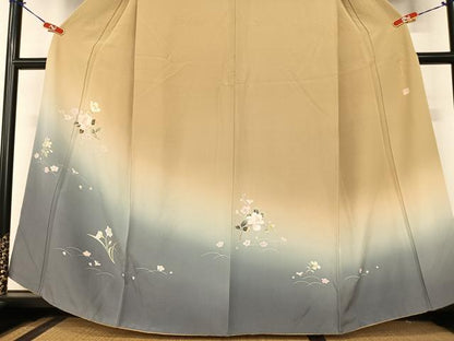 平和屋着物●池坊保子 訪問着 友禅 草花文 暈し染め 正絹 逸品 AABA0338zg