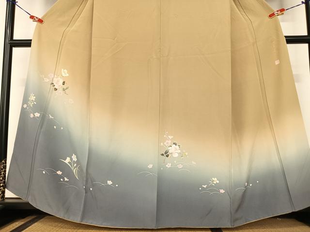 平和屋着物●池坊保子 訪問着 友禅 草花文 暈し染め 正絹 逸品 AABA0338zg