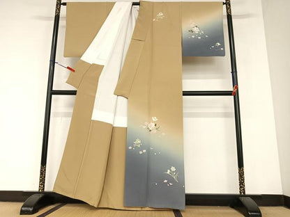 平和屋着物●池坊保子 訪問着 友禅 草花文 暈し染め 正絹 逸品 AABA0338zg