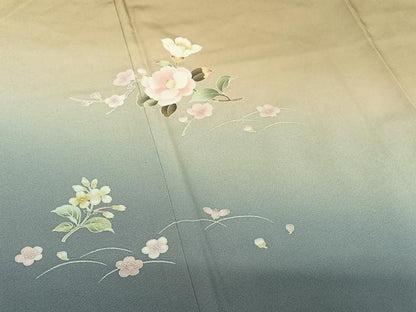 平和屋着物●池坊保子 訪問着 友禅 草花文 暈し染め 正絹 逸品 AABA0338zg