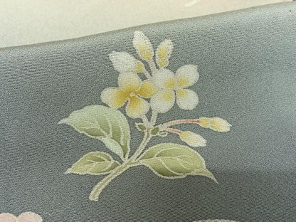 平和屋着物●池坊保子 訪問着 友禅 草花文 暈し染め 正絹 逸品 AABA0338zg