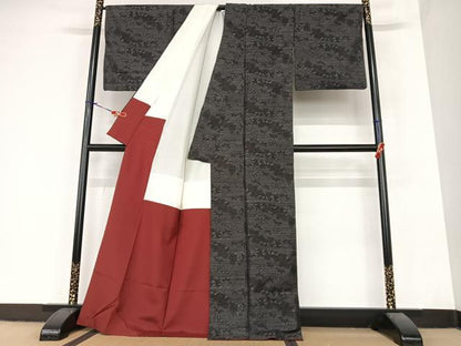平和屋着物●本場大島紬　草花文　正絹　逸品　AABA0348zg