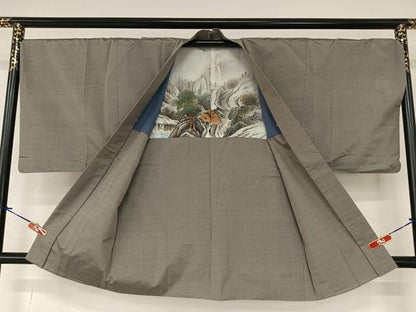 平和屋着物●男性 本場村山大島紬 アンサンブル 亀甲文様 正絹 逸品 AABA0351zg