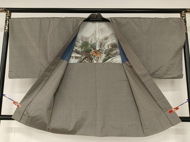 平和屋着物●男性 本場村山大島紬 アンサンブル 亀甲文様 正絹 逸品 AABA0351zg