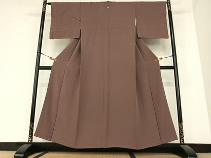 平和屋着物●上質な色無地　黒鳶色　正絹　逸品　AABA0369zg