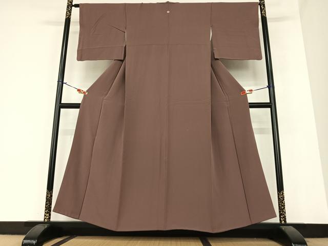 平和屋着物●上質な色無地　黒鳶色　正絹　逸品　AABA0369zg