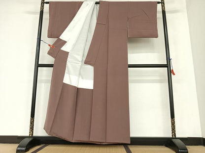 平和屋着物●上質な色無地　黒鳶色　正絹　逸品　AABA0369zg