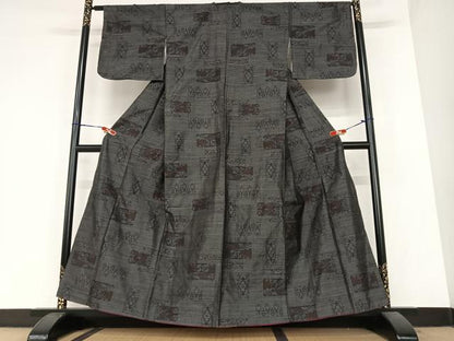 平和屋着物●本場大島紬　草花文　正絹　逸品　AABA0370zg