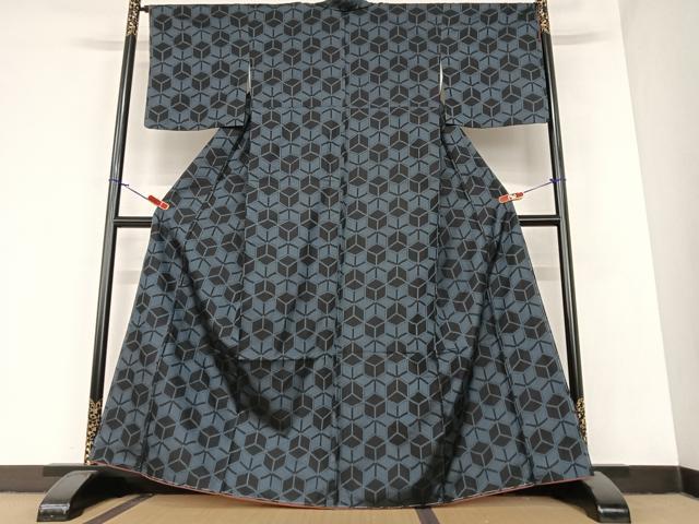平和屋着物●上質な紬　幾何学文様　正絹　逸品　未使用　AABA0375zg