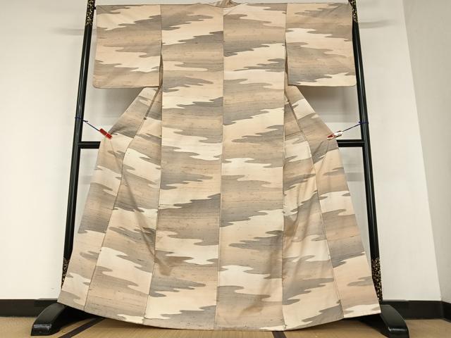 平和屋着物●上質な紬 雲重ね文 正絹 逸品 AABA0379zg