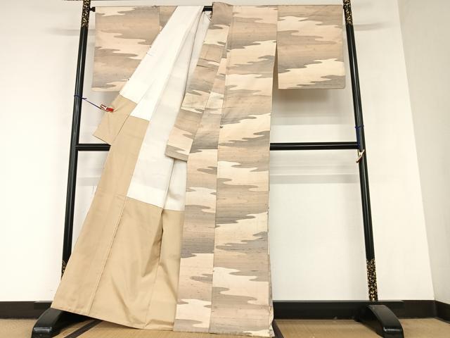 平和屋着物●上質な紬 雲重ね文 正絹 逸品 AABA0379zg