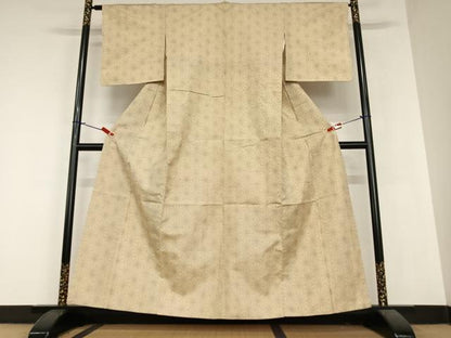平和屋着物●上質な紬 麻の葉文様 正絹 逸品 AABA0391zg