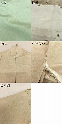 平和屋着物●訪問着　紬地　短冊花文　金彩　正絹　逸品　AABA0398zg