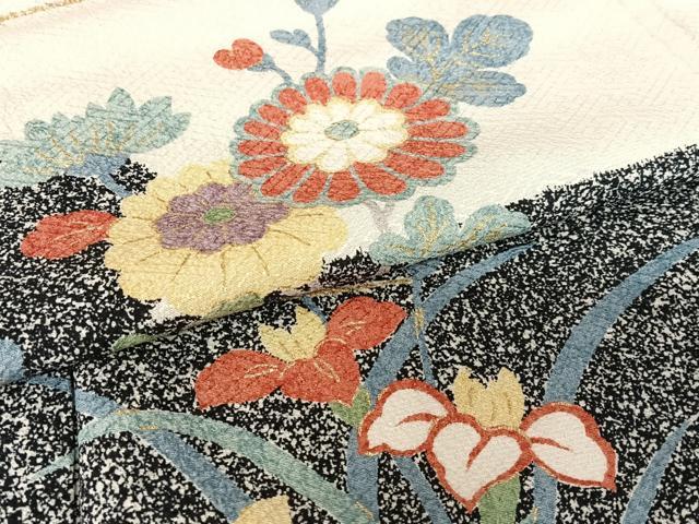平和屋着物●訪問着 流水草花文 金彩 正絹 逸品 AABA0403zg
