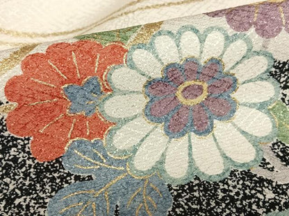 平和屋着物●訪問着 流水草花文 金彩 正絹 逸品 AABA0403zg