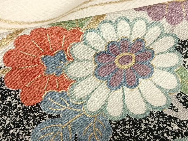 平和屋着物●訪問着 流水草花文 金彩 正絹 逸品 AABA0403zg