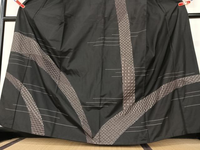平和屋着物●本場染大島紬 訪問着 刺繍 刺し子 七宝文 青海波 正絹 逸品 AABA0430zg
