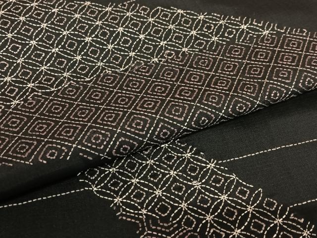 平和屋着物●本場染大島紬 訪問着 刺繍 刺し子 七宝文 青海波 正絹 逸品 AABA0430zg