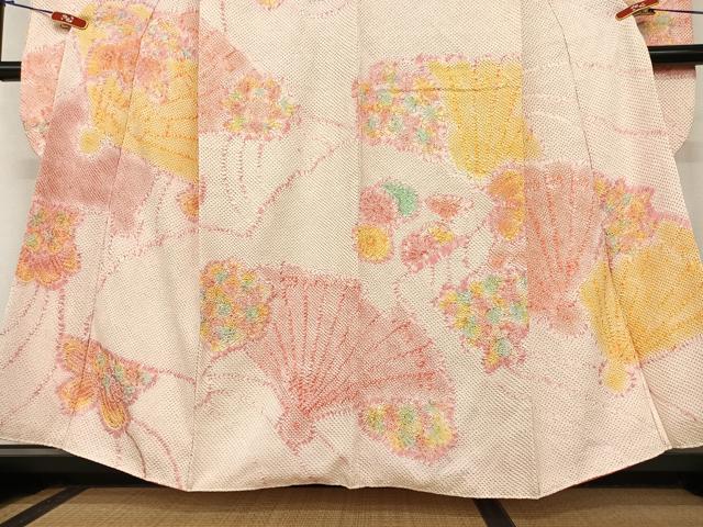 平和屋着物●豪華振袖 絞り 檜扇花文 暈し染め 正絹 逸品 AABA0431zg