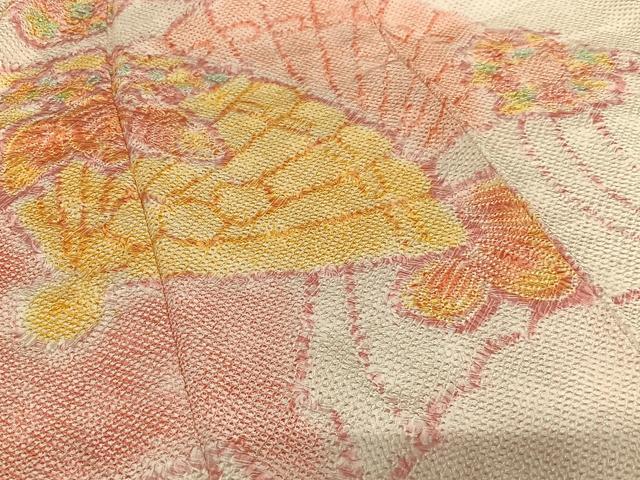 平和屋着物●豪華振袖 絞り 檜扇花文 暈し染め 正絹 逸品 AABA0431zg