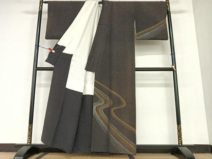 平和屋着物●訪問着 作家物 伊智郎 流水文 金銀彩 正絹 逸品 AABA0436zg