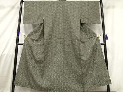 平和屋着物■上質な紬　幾何学文様　正絹　逸品　AABA0477oa