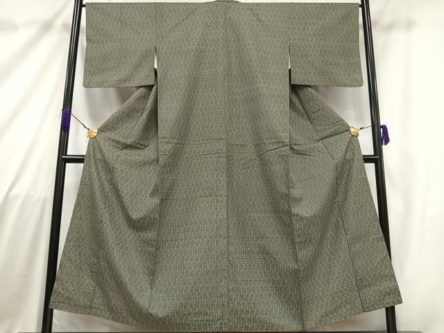 平和屋着物■上質な紬　幾何学文様　正絹　逸品　AABA0477oa