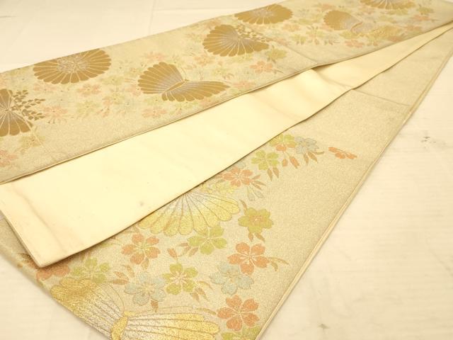 平和屋着物◎六通柄袋帯　花蝶文　金銀糸　正絹　逸品　AABA0533tn