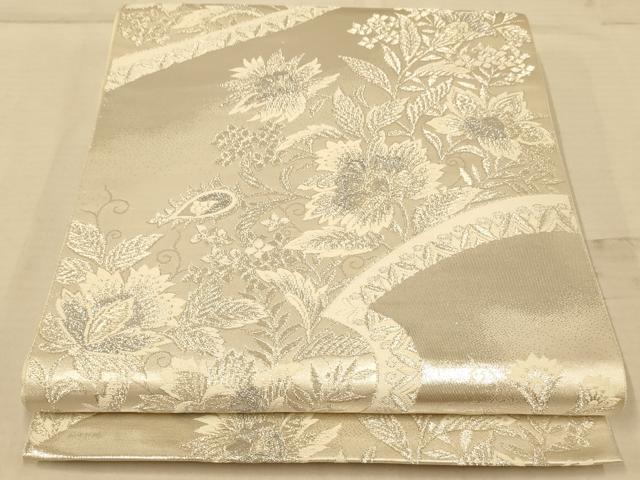 平和屋着物◎六通柄袋帯　煌きのオパール　更紗花文　正絹　逸品　AABA0544tn