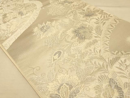 平和屋着物◎六通柄袋帯　煌きのオパール　更紗花文　正絹　逸品　AABA0544tn