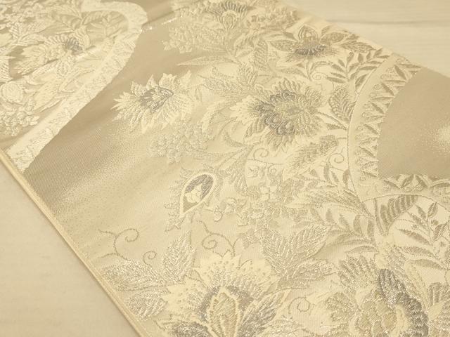 平和屋着物◎六通柄袋帯　煌きのオパール　更紗花文　正絹　逸品　AABA0544tn