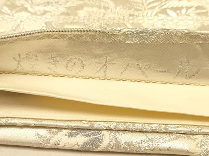 平和屋着物◎六通柄袋帯　煌きのオパール　更紗花文　正絹　逸品　AABA0544tn