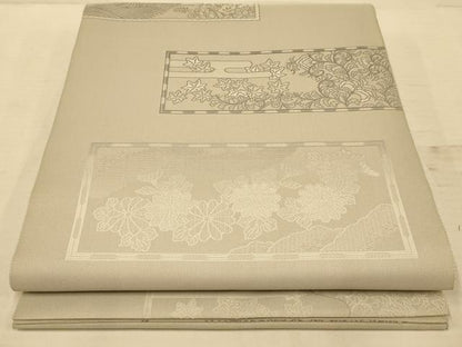 平和屋着物◎綴れ　六通柄袋帯　草花文　正絹　逸品　AABA0546tn