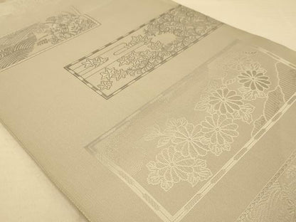 平和屋着物◎綴れ　六通柄袋帯　草花文　正絹　逸品　AABA0546tn