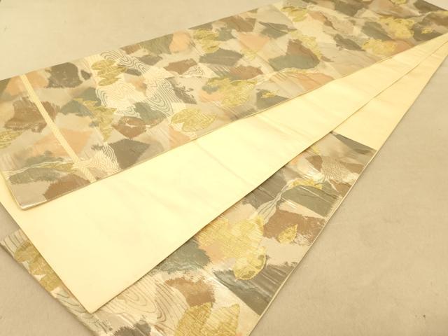 平和屋着物◎六通柄袋帯　流水霞文　銀糸　引箔　正絹　逸品　AABA0550tn