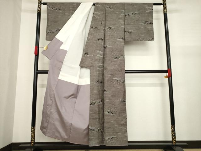 平和屋着物●本場大島紬　カタス9マルキ　エ霞花文　鹿　正絹　逸品　AABA0772ck