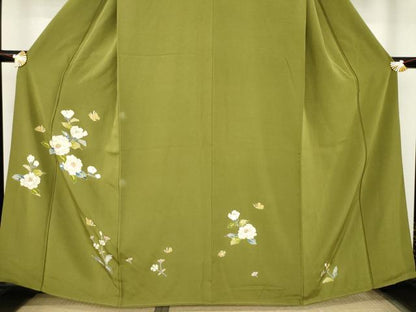 平和屋着物●訪問着 花蝶文 金彩 正絹 逸品 AABA0782ck