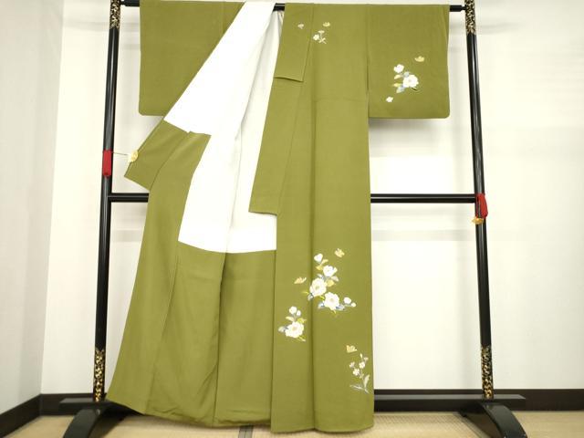 平和屋着物●訪問着 花蝶文 金彩 正絹 逸品 AABA0782ck