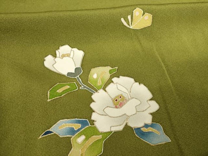 平和屋着物●訪問着 花蝶文 金彩 正絹 逸品 AABA0782ck