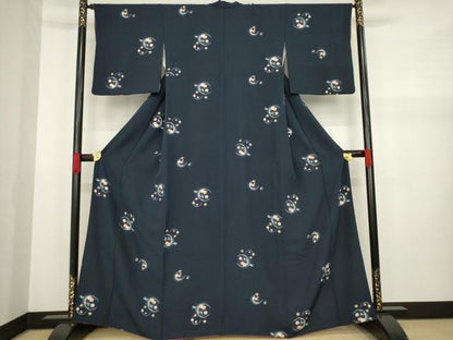 平和屋着物●上質な小紋 雪輪花文 暈し染め 正絹 逸品 AABA0789ck