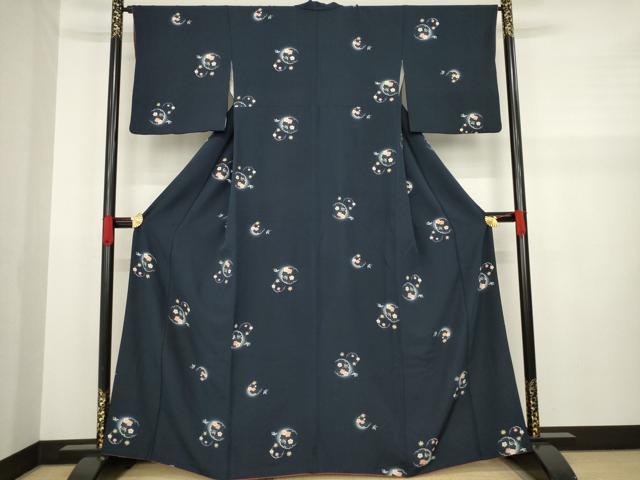 平和屋着物●上質な小紋 雪輪花文 暈し染め 正絹 逸品 AABA0789ck