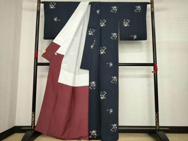 平和屋着物●上質な小紋 雪輪花文 暈し染め 正絹 逸品 AABA0789ck
