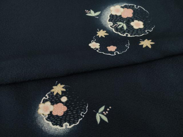 平和屋着物●上質な小紋 雪輪花文 暈し染め 正絹 逸品 AABA0789ck