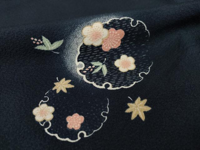 平和屋着物●上質な小紋 雪輪花文 暈し染め 正絹 逸品 AABA0789ck
