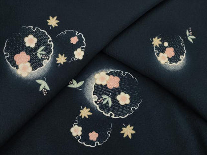 平和屋着物●上質な小紋 雪輪花文 暈し染め 正絹 逸品 AABA0789ck
