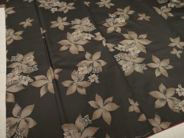 平和屋着物●上質な紬 草花文 正絹 逸品 AABA0795ck