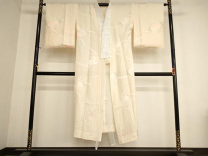 平和屋着物■長襦袢　無双仕立て　露芝花文　暈し染め　正絹　逸品　AABA0931ja